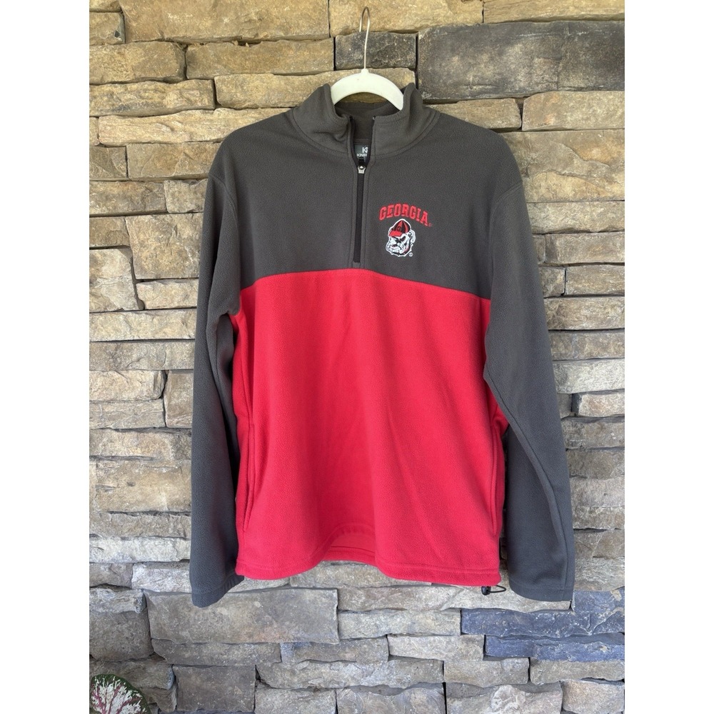 Georgia Bulldogs 1/4 Zip Golf Pullover Jacket Men M Red Fleece Long Sleeve